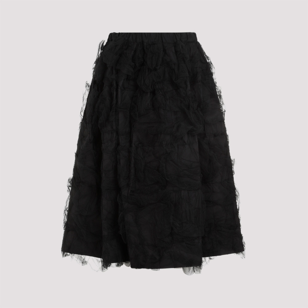 Shop Comme Des Garçons Black Nylon Midi Textured Skirt
