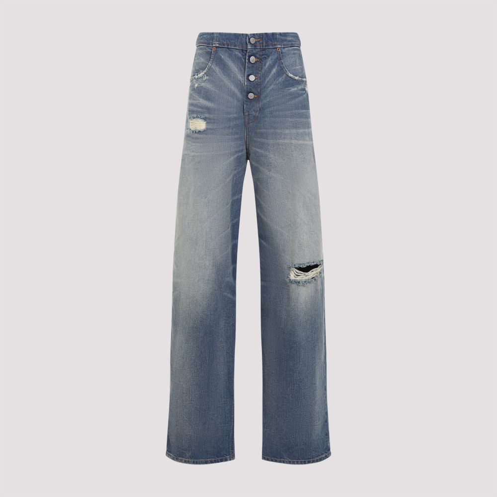 Shop Mm6 Maison Margiela Blue Rihanna Denim Jeans