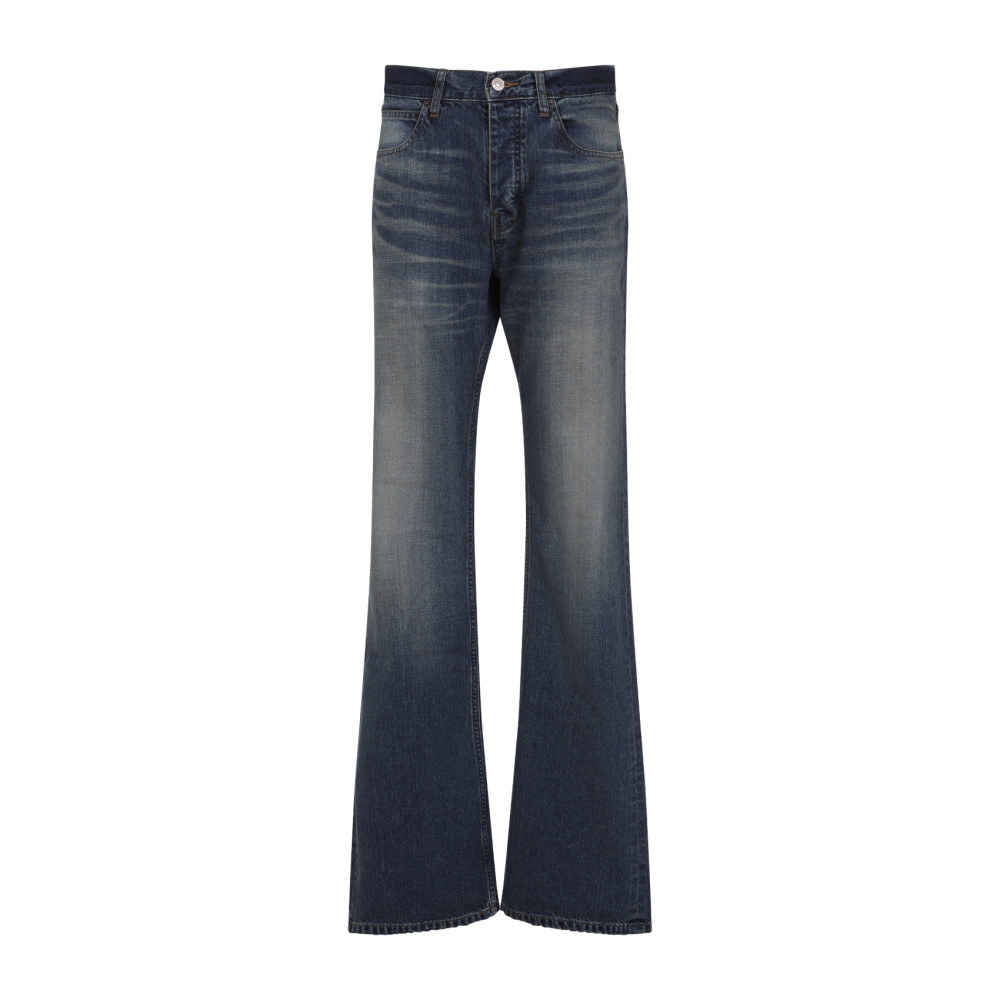 パンツ BALENCIAGA Women Straight Pants 814225TRW59 BLUE Balenciaga Blue Straight Fit Pants In Blue Cotton Twill for