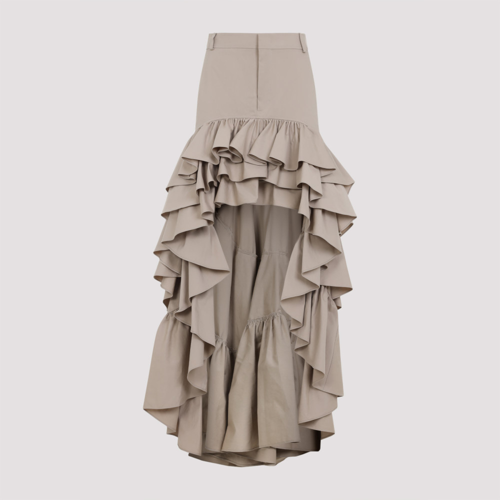 Moschino Skirt With Asymmetrical Ruffled High-low Hem In Beige