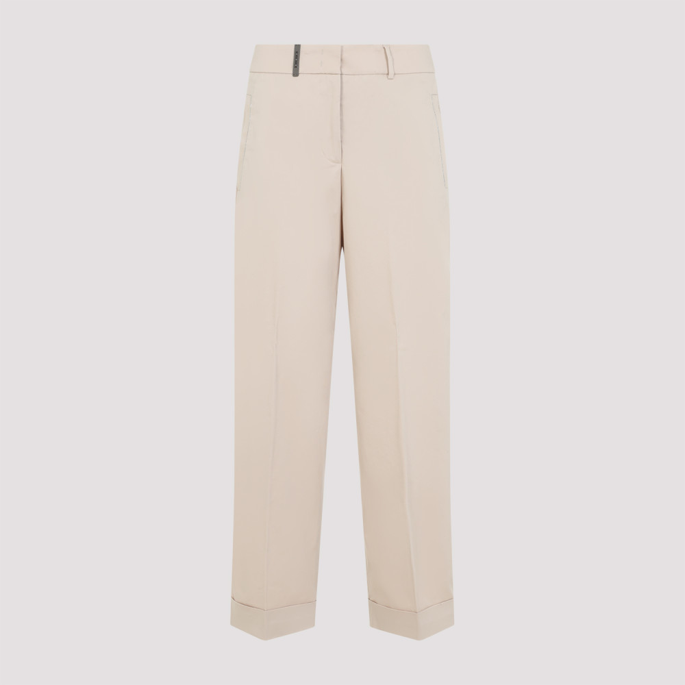 Shop Peserico Beige Cotton Pants