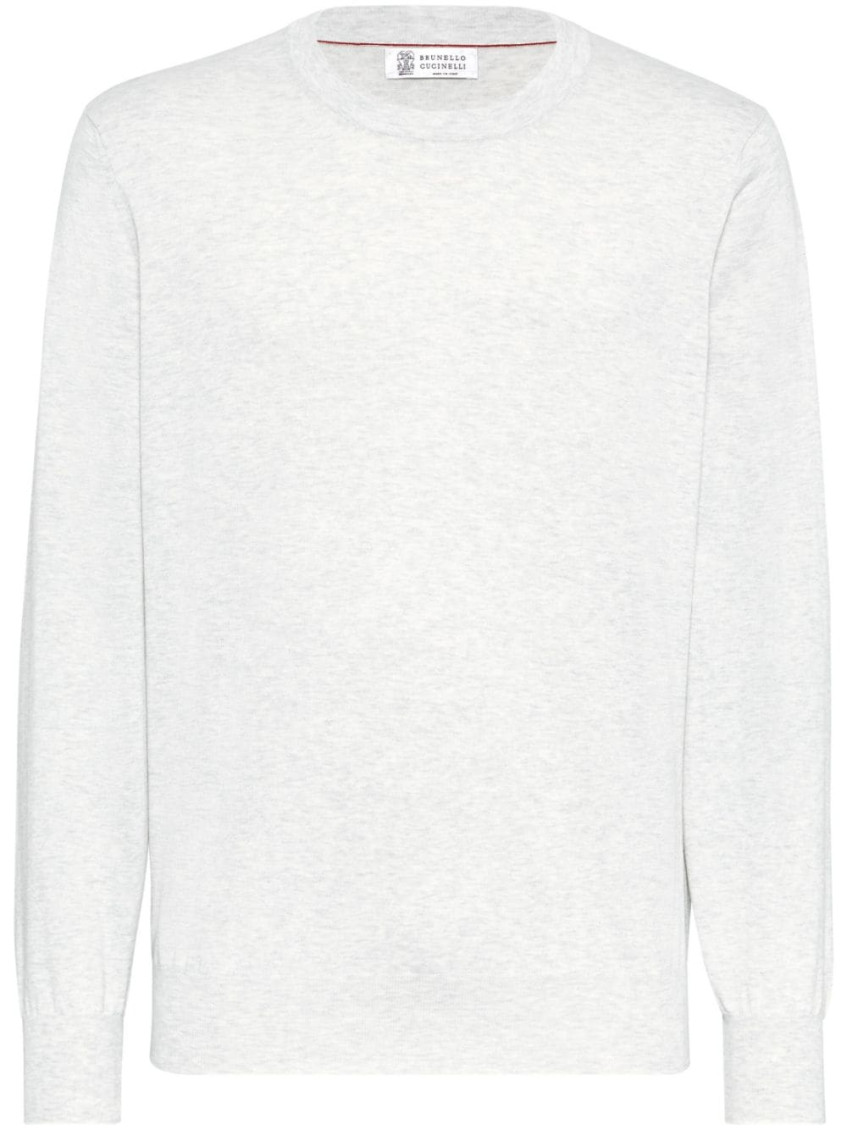 Brunello Cucinelli Light Grey Textured Sweater In Light Grey