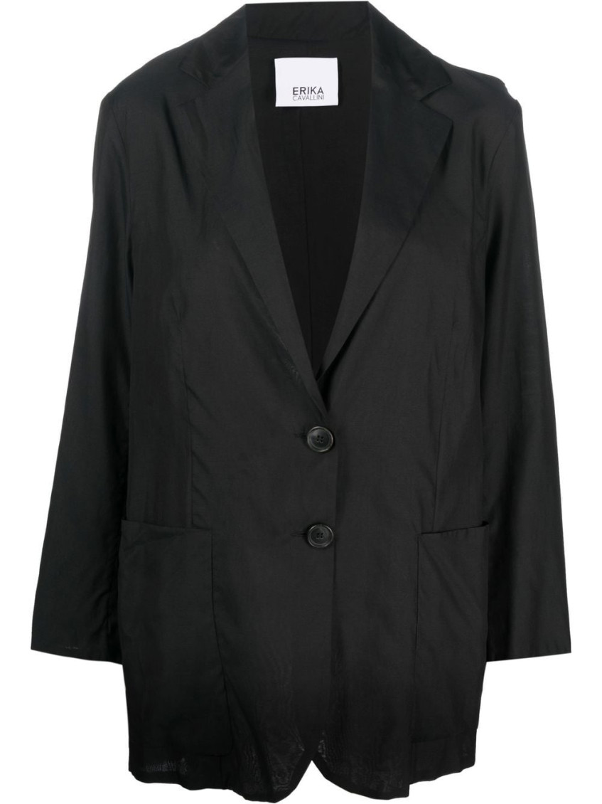 Erika Cavallini Semi-couture Black Single Breasted Blazer In Black