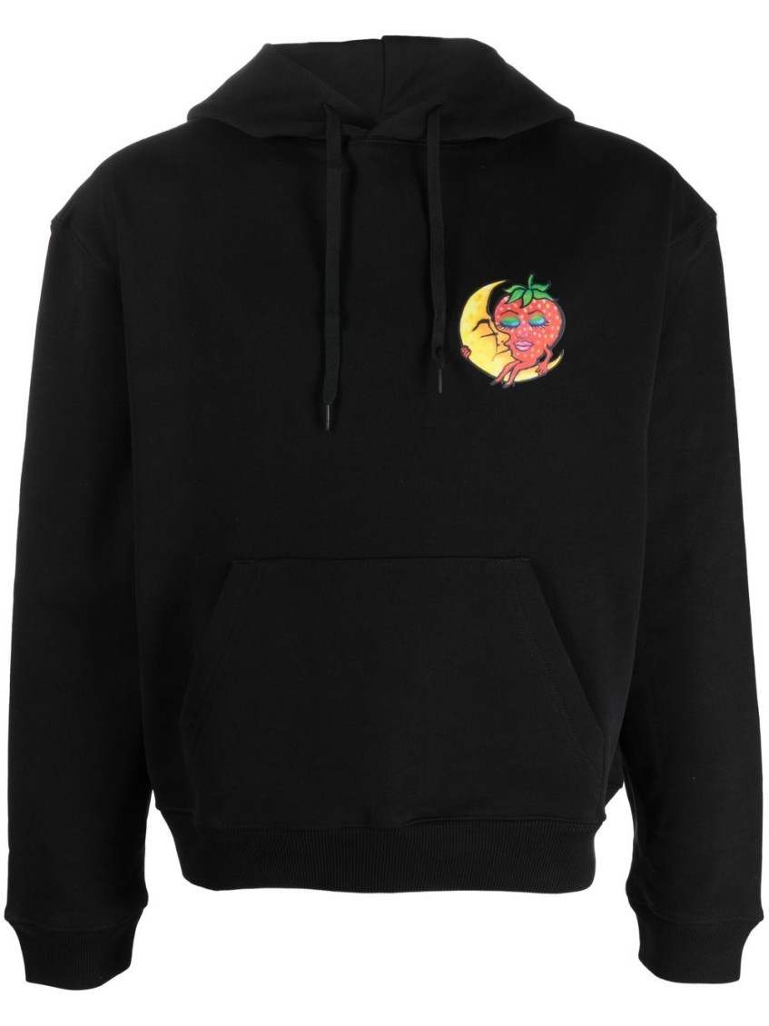 Sky High Farm Universe Black Printed Cotton Hoodie In Black