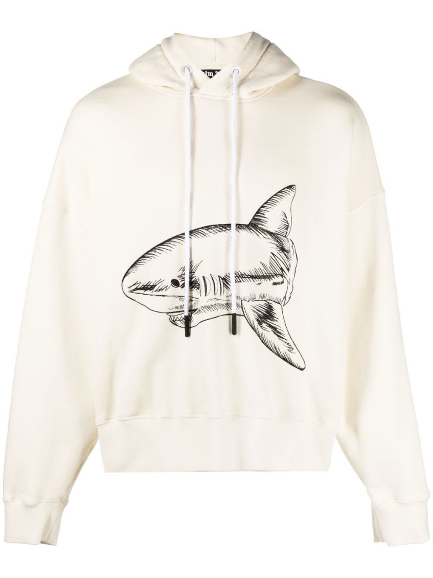 Palm Angels Off White Split Shark Cotton Hoodie