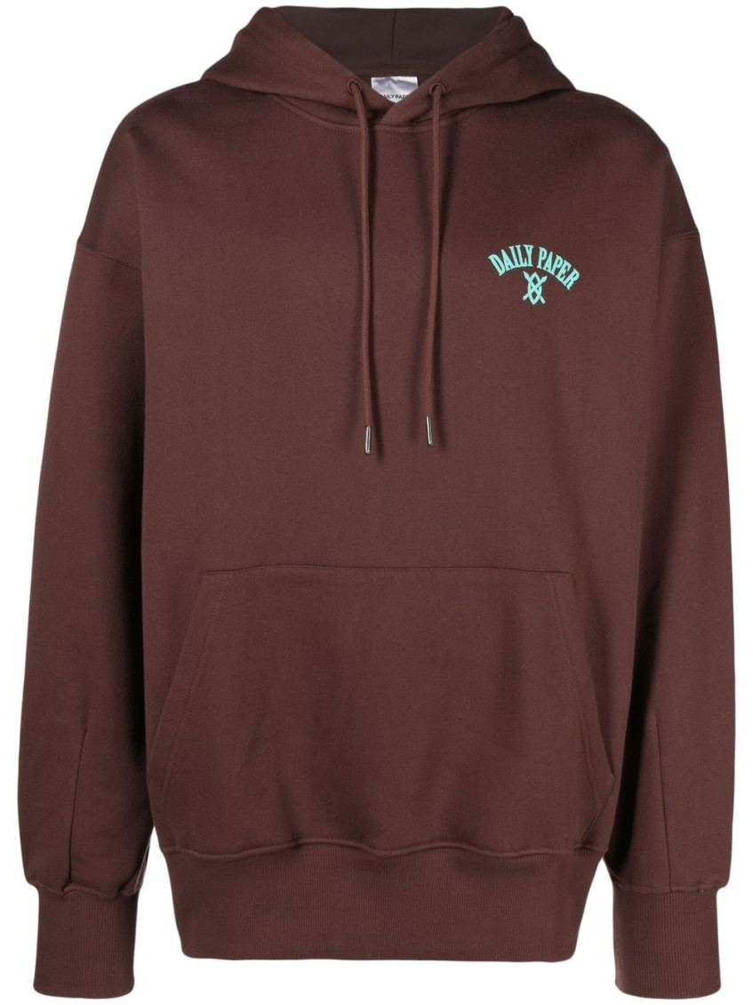 Daily Paper Graphic Print Cotton Hoodie In Brown