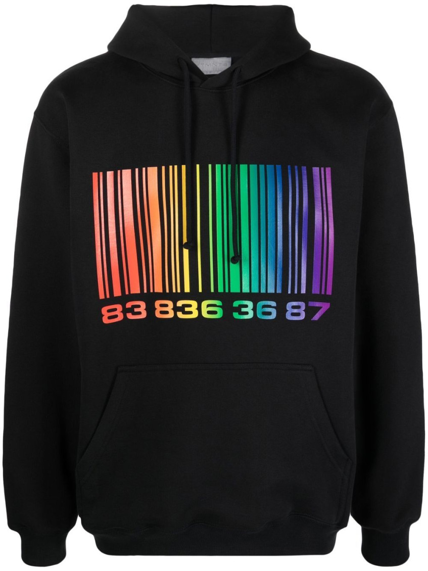 VTMNTS BLACK COTTON RAINBOW HOODIE 