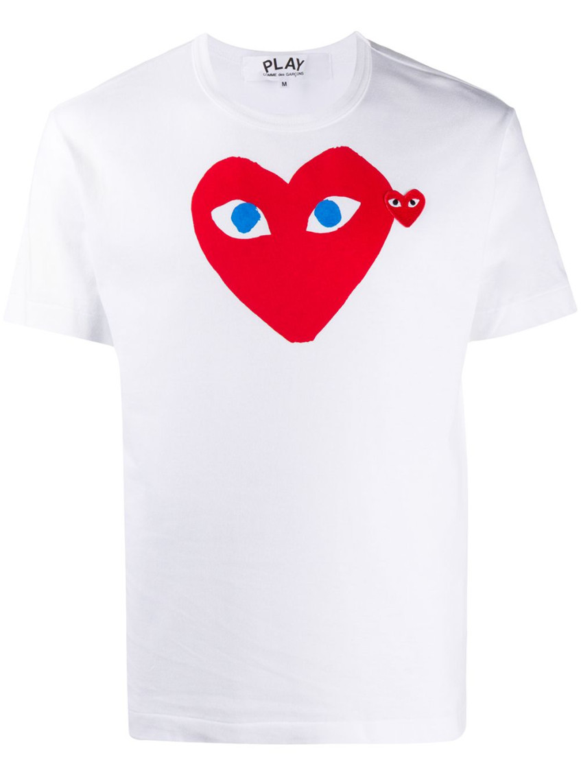 Comme Des Garçons Play Heart Printed Crewneck T-shirt In White