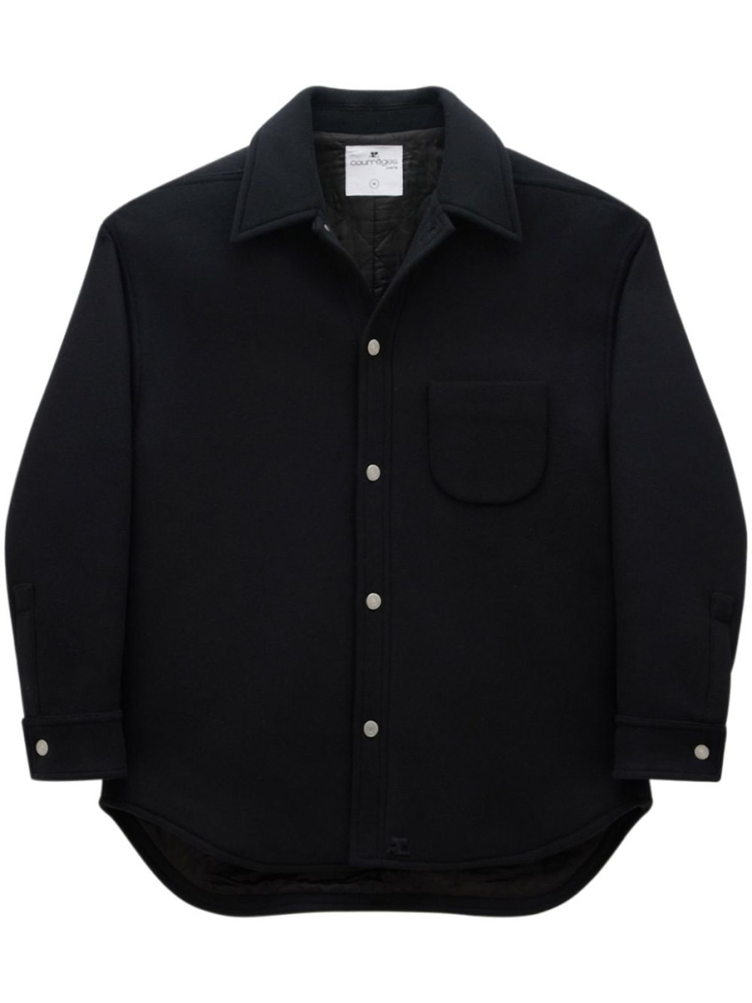 Courrèges Long-sleeved Buttoned Shirt Jacket In Black