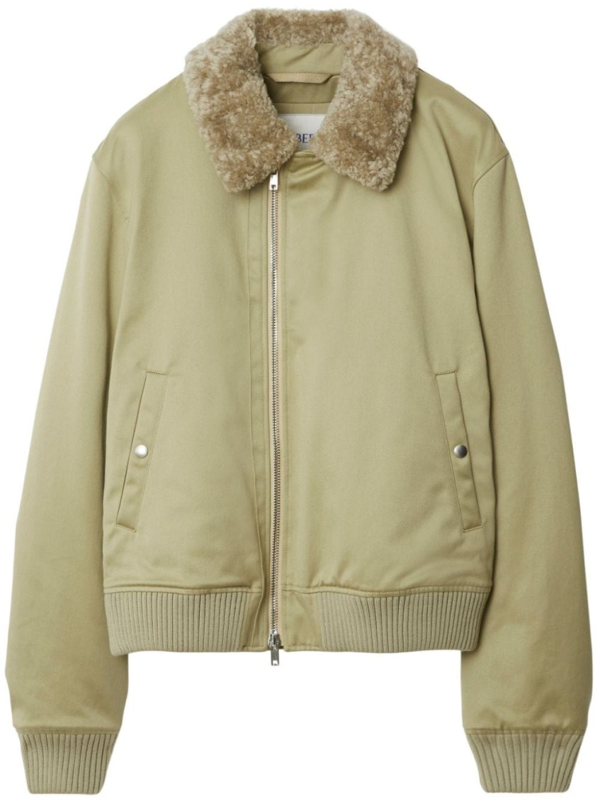 Burberry Bomber-style Coat With Plush Collar In Beige