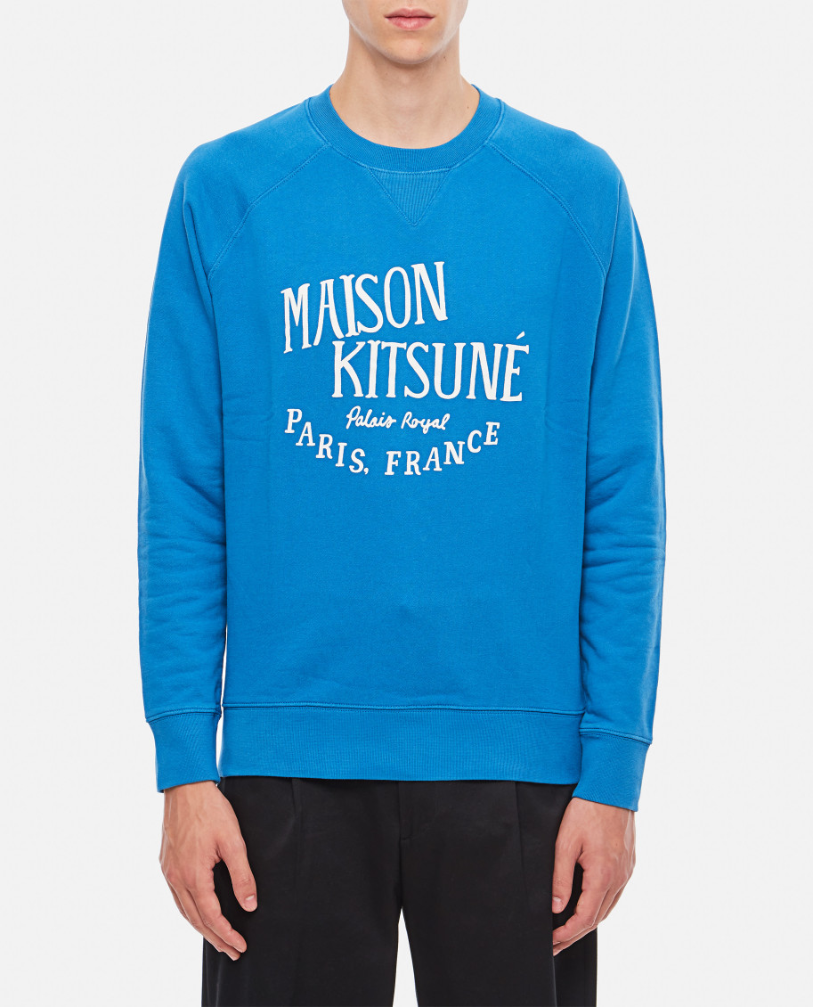 Maison Kitsuné Sweatshirt In Jersey With Logo Print In Blue