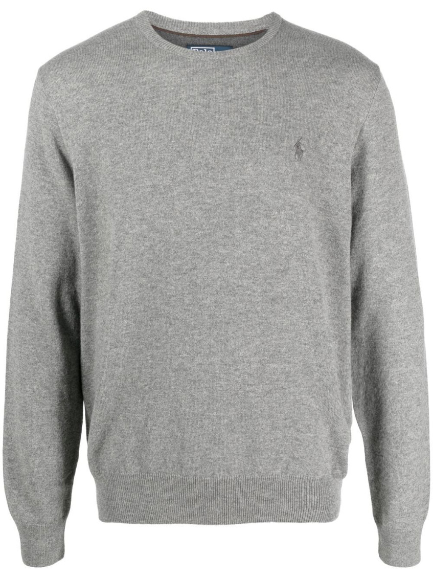Polo Ralph Lauren Classic Logo Embroidered Rib Sweater In Black