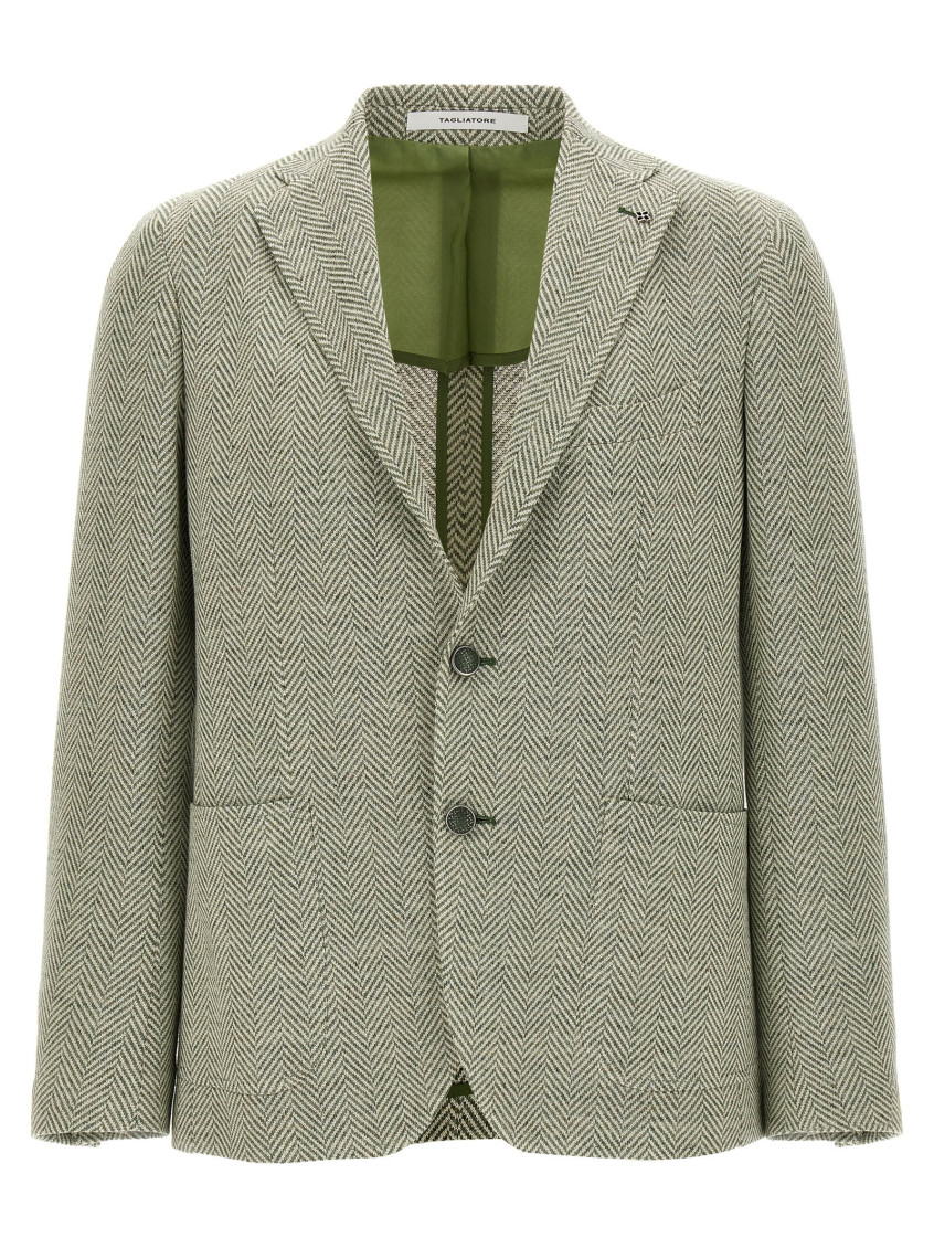 Shop Tagliatore Green Deconstructed Blazer