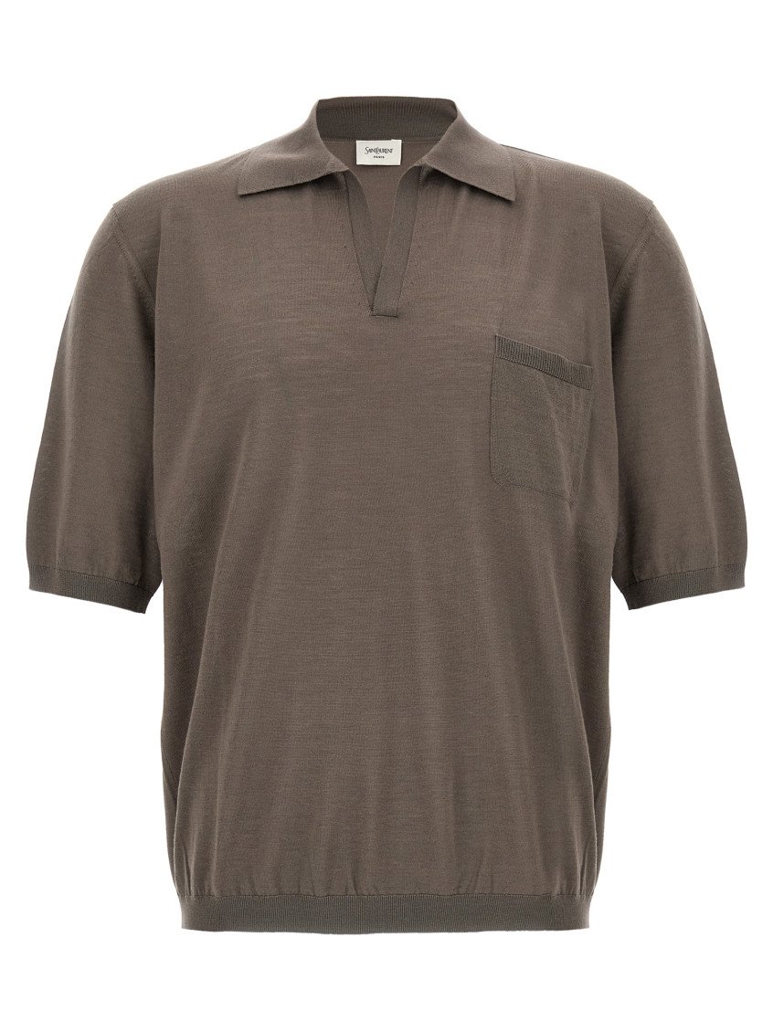 Saint Laurent Grey Short Sleeved Wool Polo