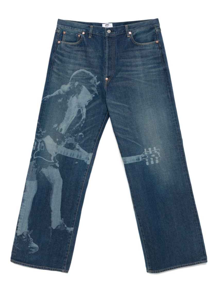 Junya Watanabe Graphic Print Trousers With Adjustable Strap And Five Pockets