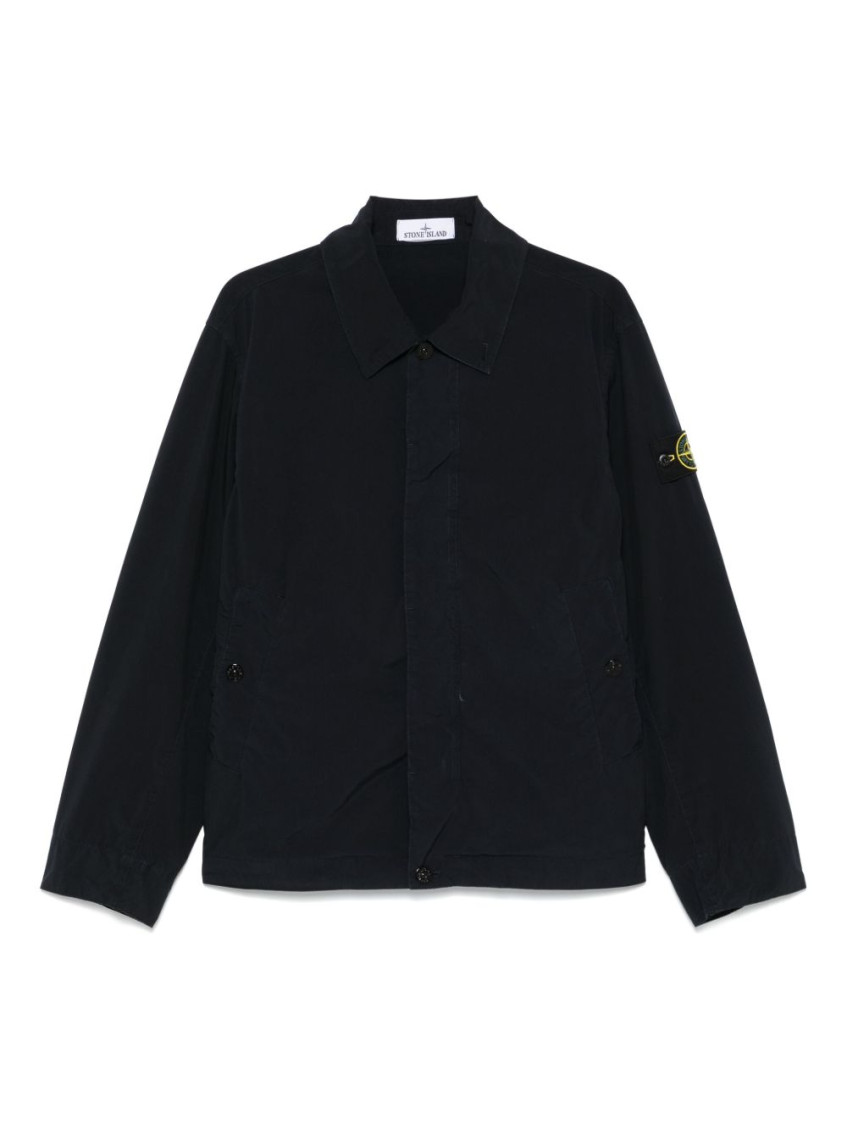 Stone Island Tailored Black Casual Jacket With Minimalist Design In Black