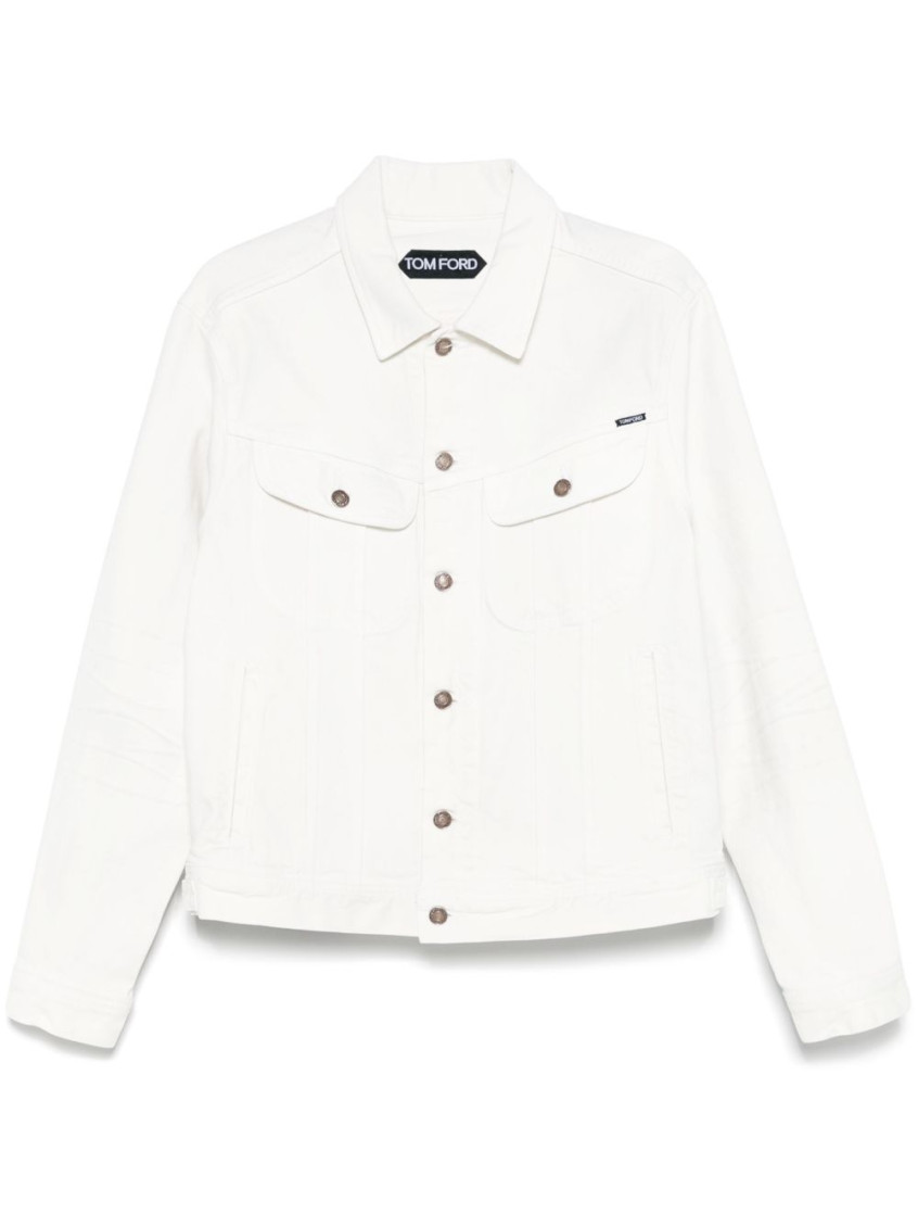 Tom Ford Classic Cropped Denim Jacket In White