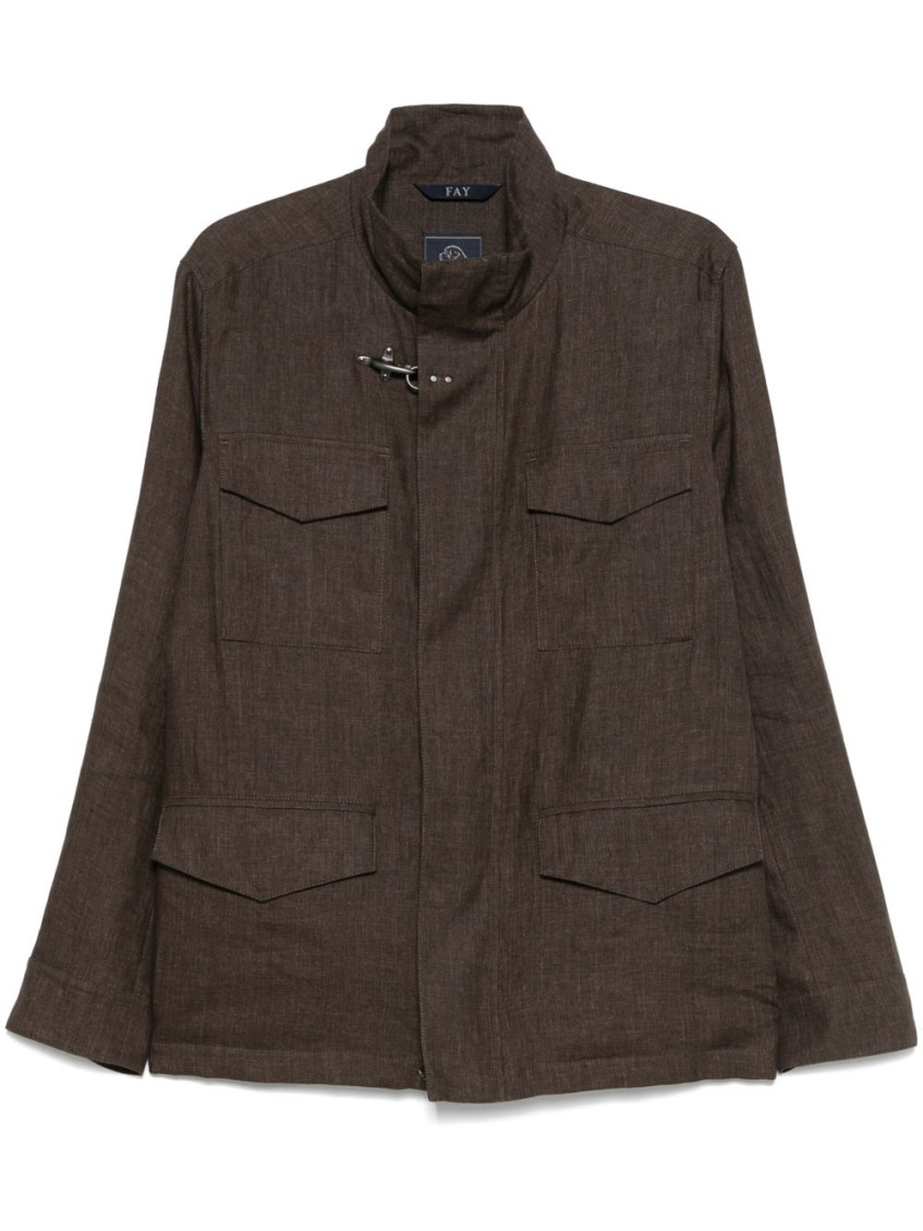 Fay Brown Jacket In Line With Four Pockets