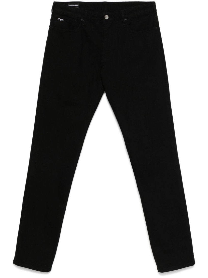 Shop Emporio Armani Black Denim Cotton Jeans