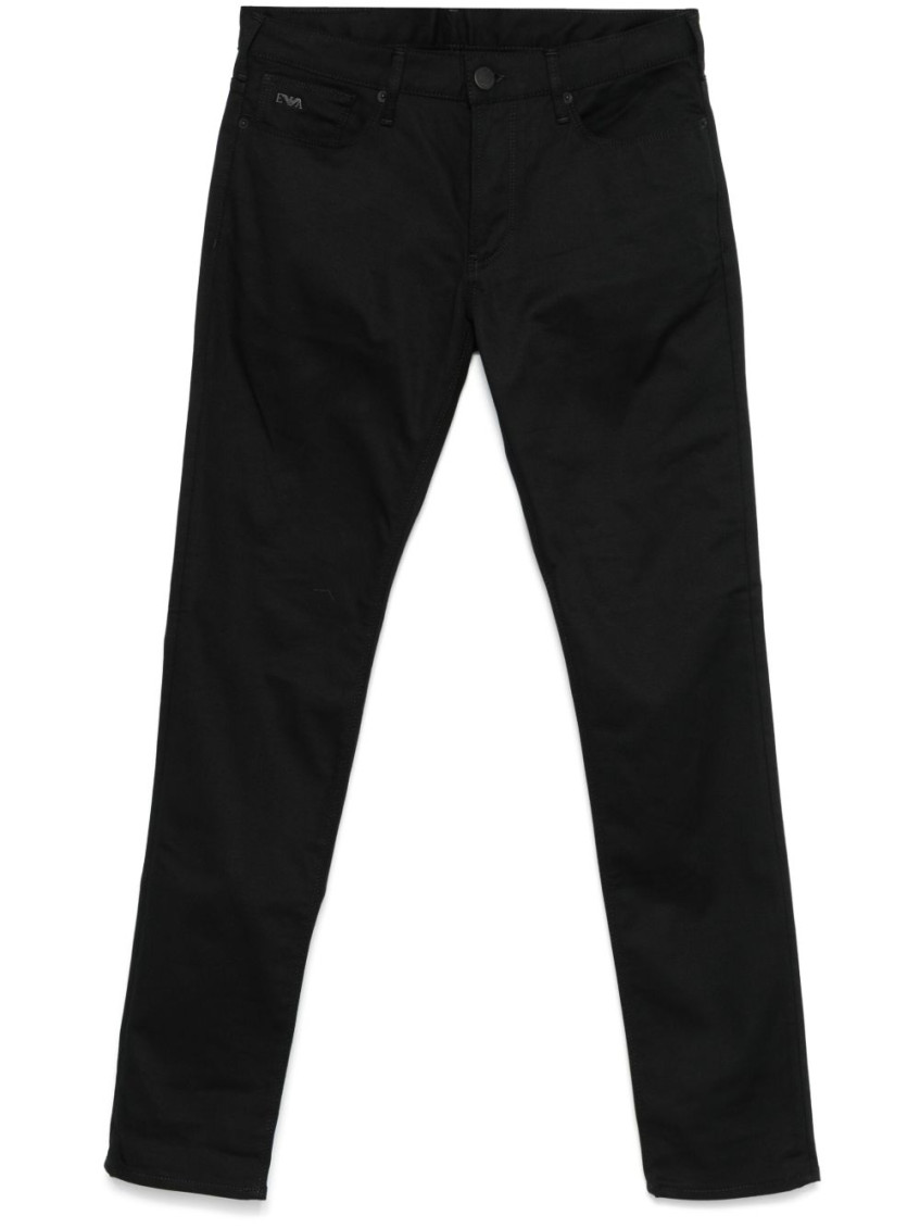Shop Emporio Armani Black Denim Cotton Jeans