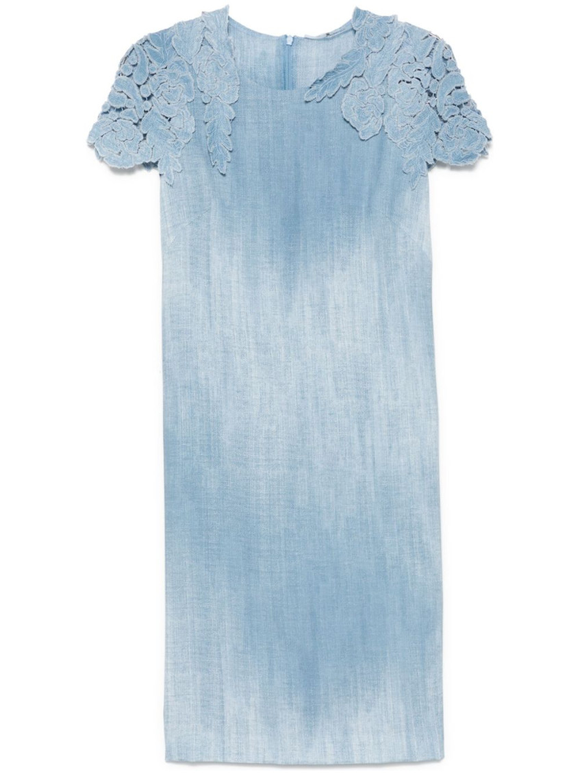 Ermanno Scervino Light Blue Lace Midi Dress