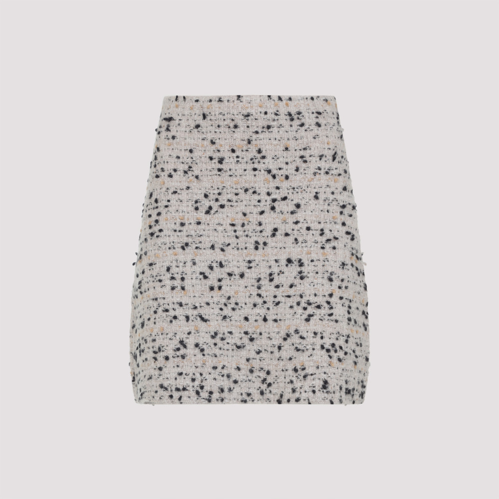 Fabiana Filippi Beige Frayed-knot Donegal Tweed Mini Skirt In Gray