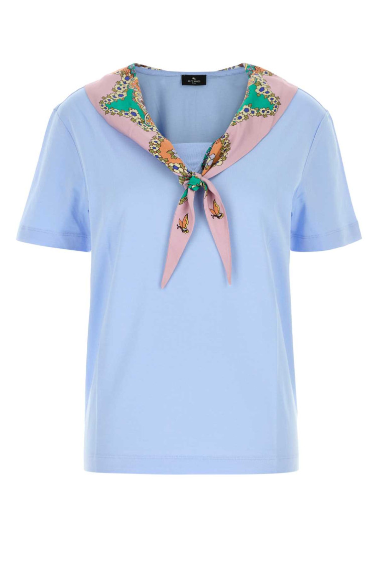 【送料&関税込】Etro Light Blue Cotton Oversize Shirt Etro Light Blue Cotton Oversize T-Shirt for Women Online USA