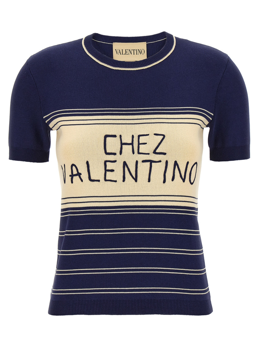 Valentino Cotton T-shirt In Blue