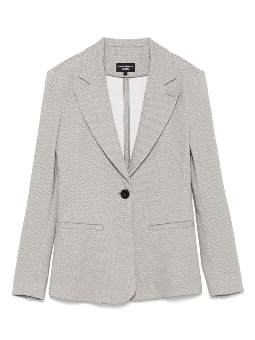 Emporio Armani Single-breasted Blazer With Flap Pockets In Gray