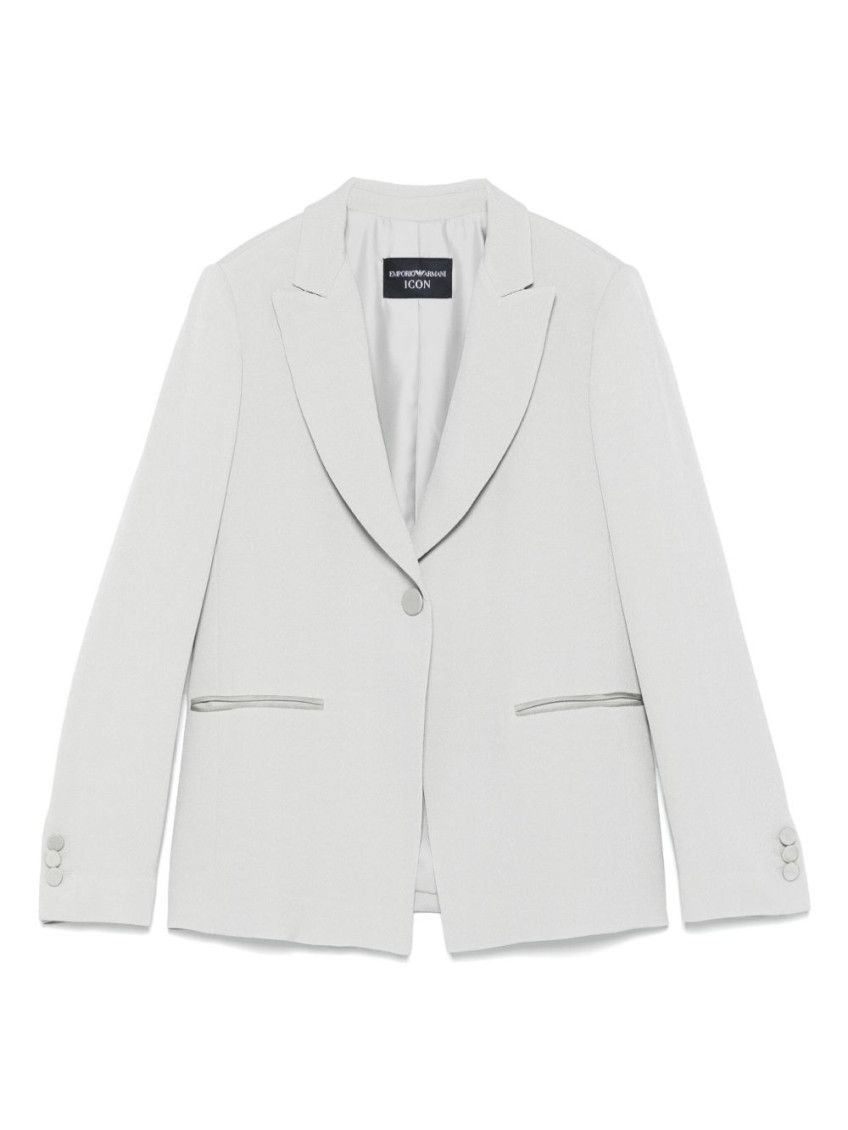 Emporio Armani Tailored Single-breasted Blazer With Rear Vent In Neutral