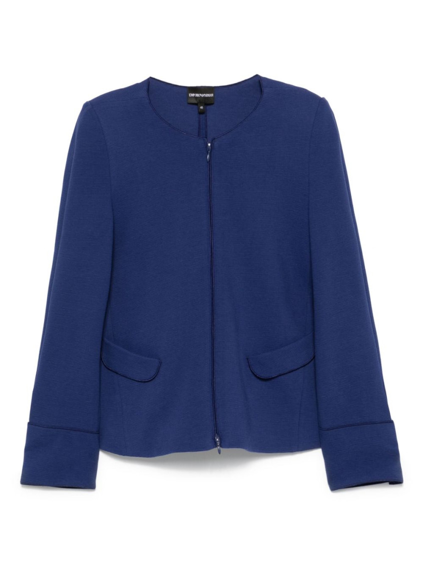 Emporio Armani Textured Cotton Blazer With Flap Pockets