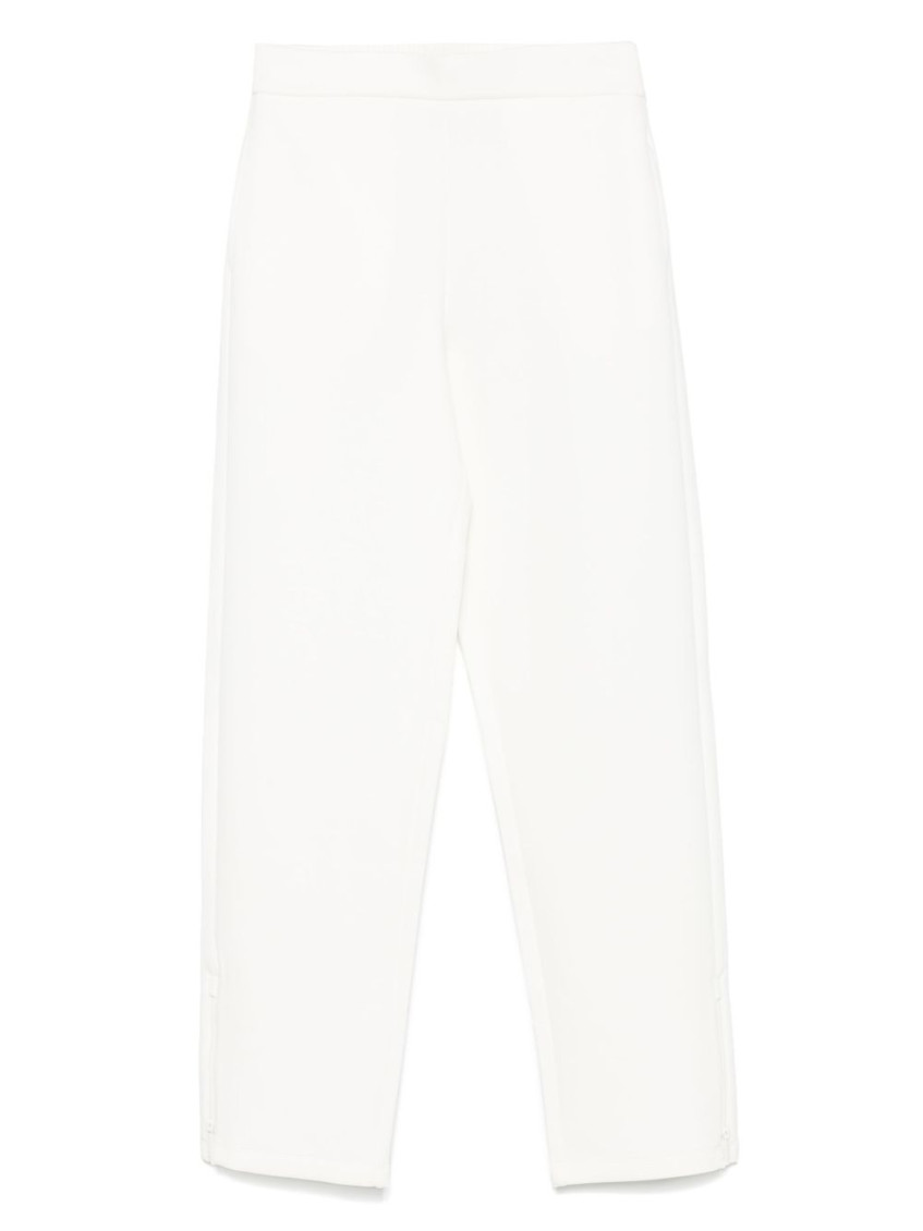 Emporio Armani Cotton Trousers With Ankle Zips And Side Slits In White