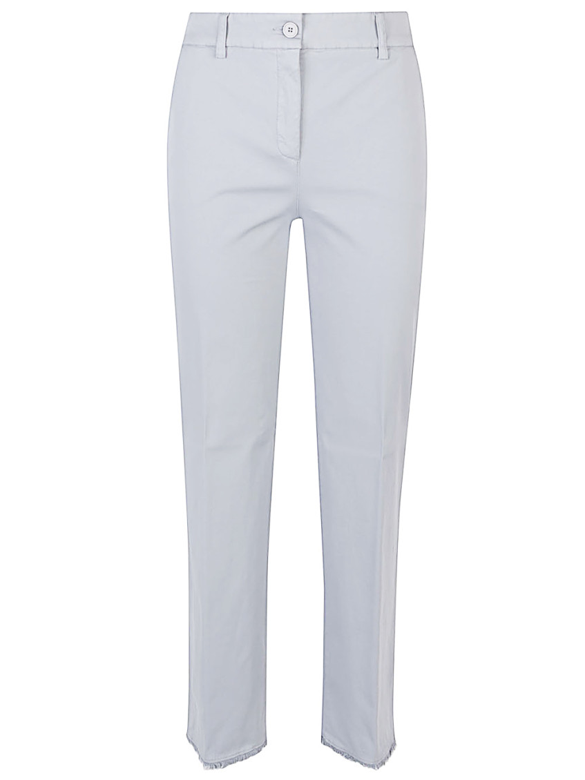 Via Masini 80 Light Grey Cotton Trousers In Gray