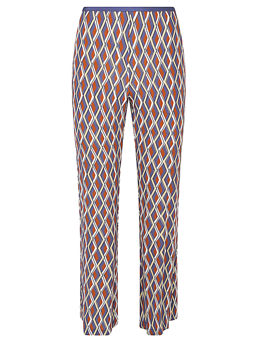 Siyu Maroon Printed Trousers In Blue