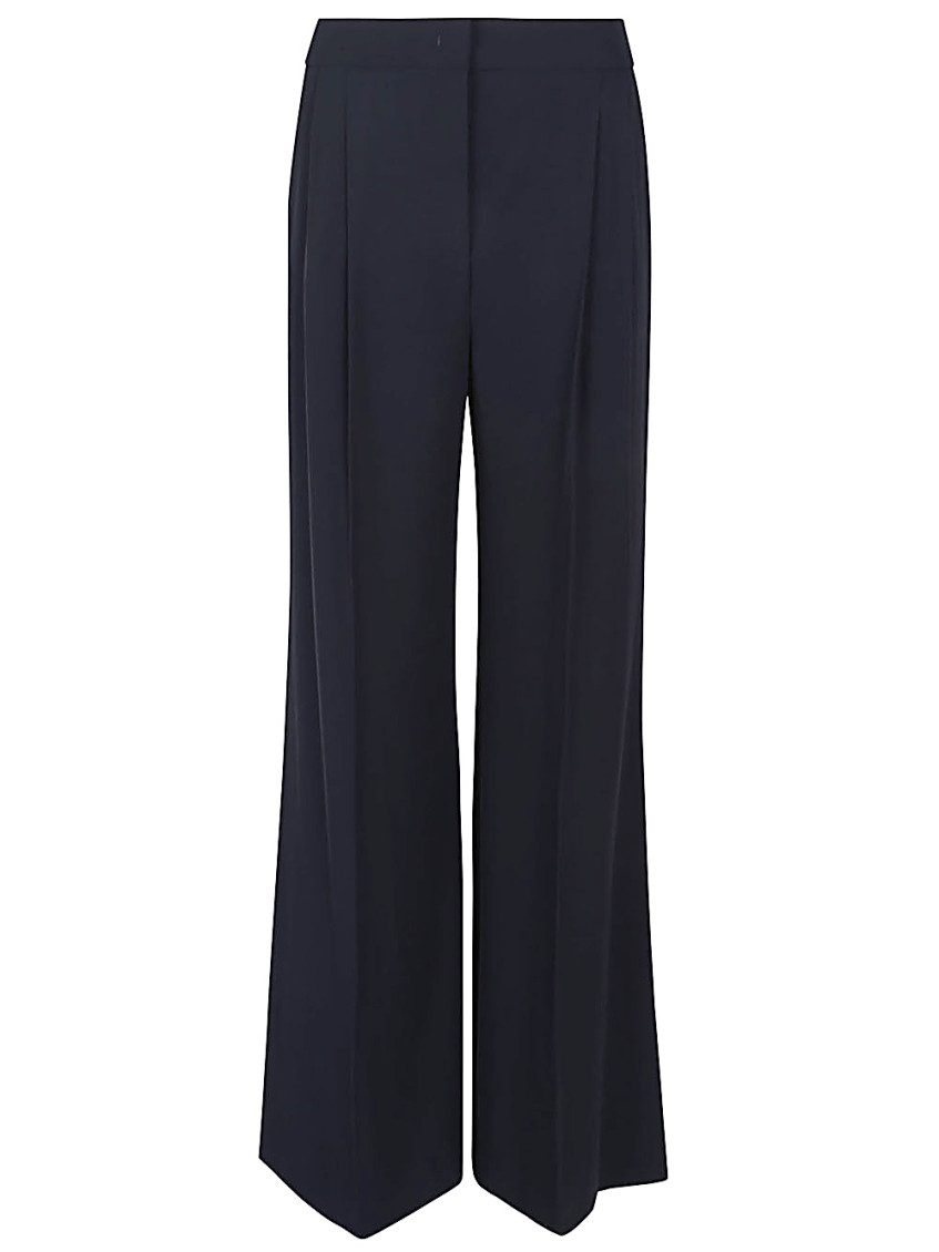 Via Masini 80 Navy Blue Wide-leg Trousers In Blue