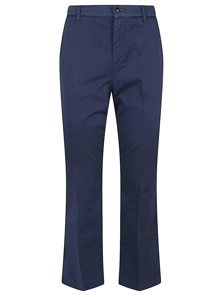 I Love My Pants Blue Cotton Cropped Flared Trousers