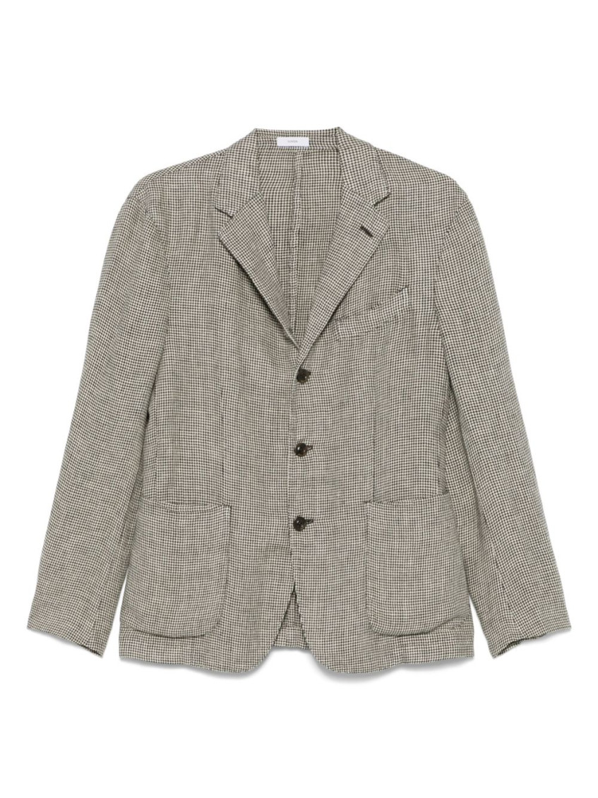 Boglioli Black Linen Blend Single-breasted Blazer In Gray