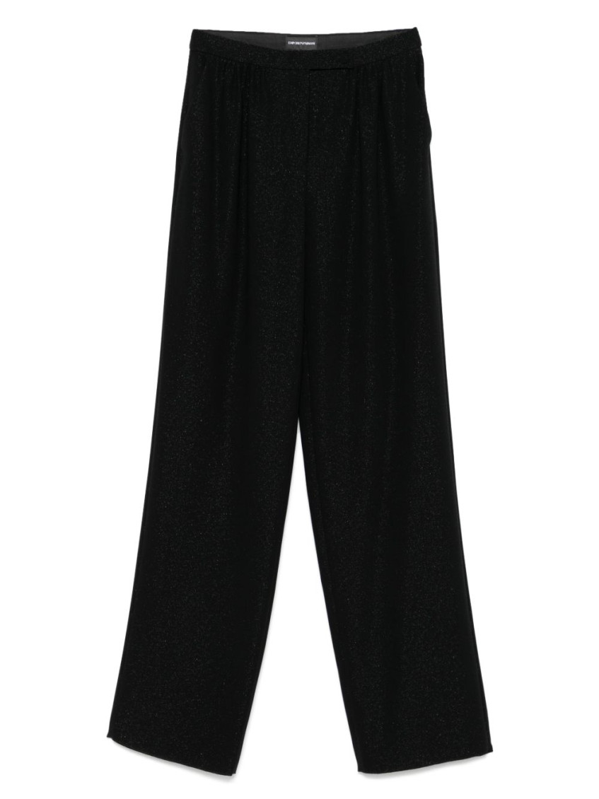 Emporio Armani Shimmery Wide Leg Trousers In Black