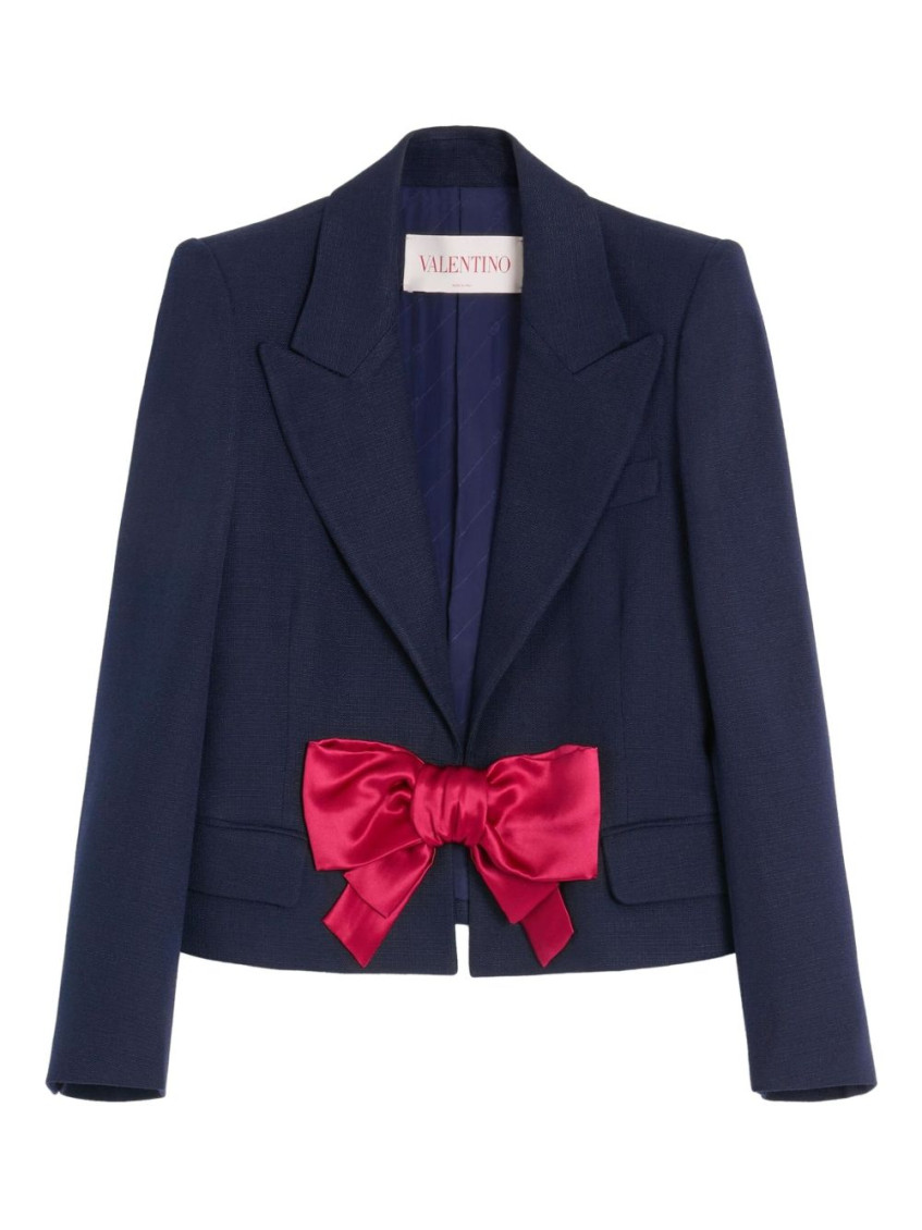 Valentino Tailored Bow-detail Jacket Crafted From Lightweight Viscose