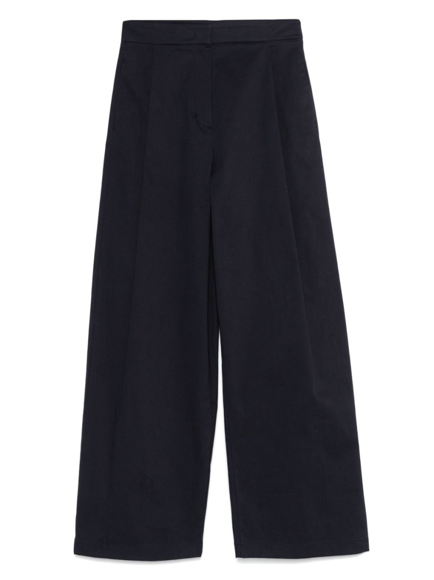Emporio Armani High Waist Pleated Wide Leg Trousers In Black