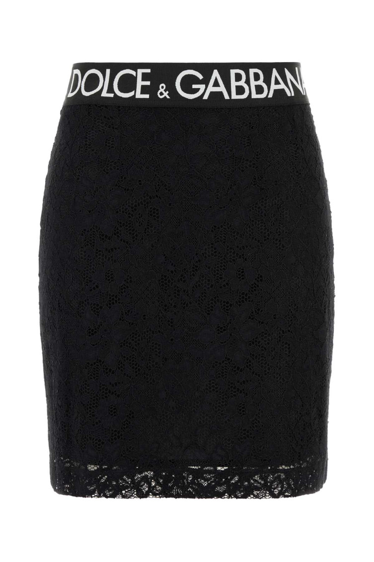 Dolce & Gabbana Stretch Lace Mini Skirt With Elastic Waistband