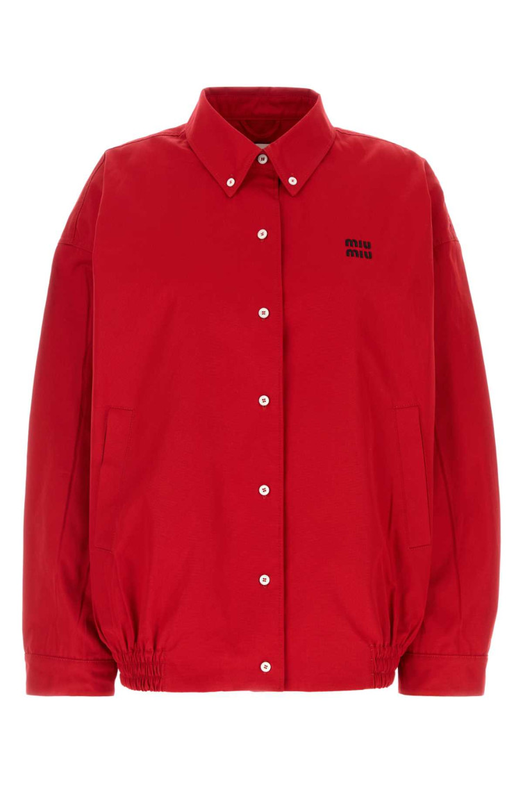 ジャケット Miu Miu Red Poplin Jacket Miu Miu Red poplin jacket for Women Online USA at Darveys.com