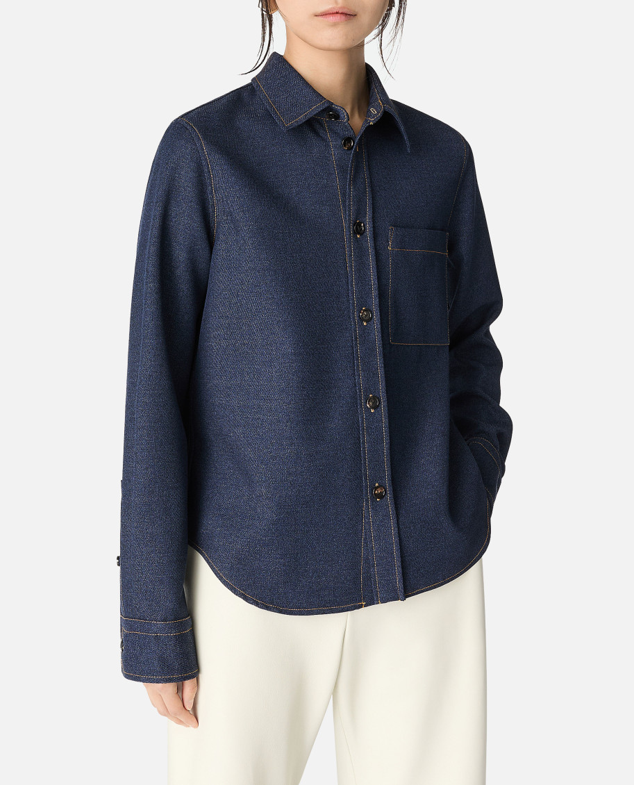 Bottega Veneta Dark Blue Wool Shirt