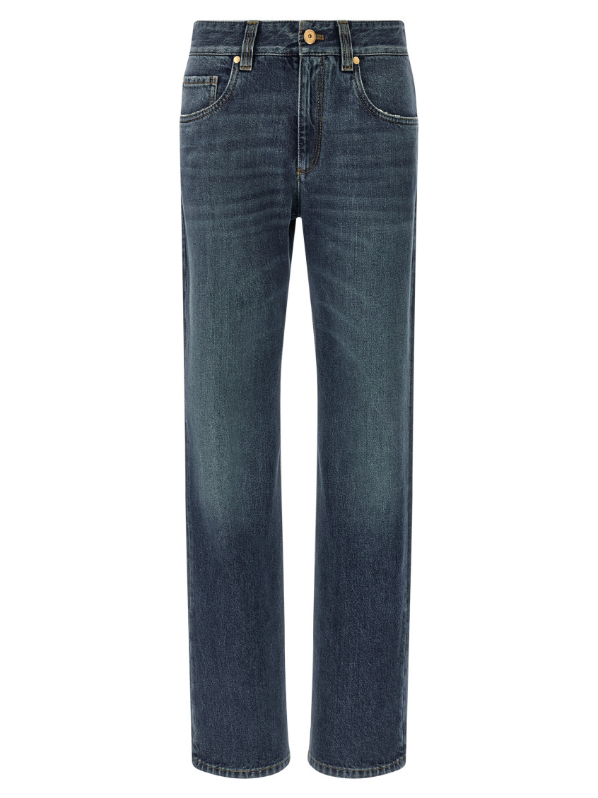 デニム・ジーパン BRUNELLO CUCINELLI The Column Full Length Jeans Brunello Cucinelli The Column Jeans Blue | Wanan Luxury