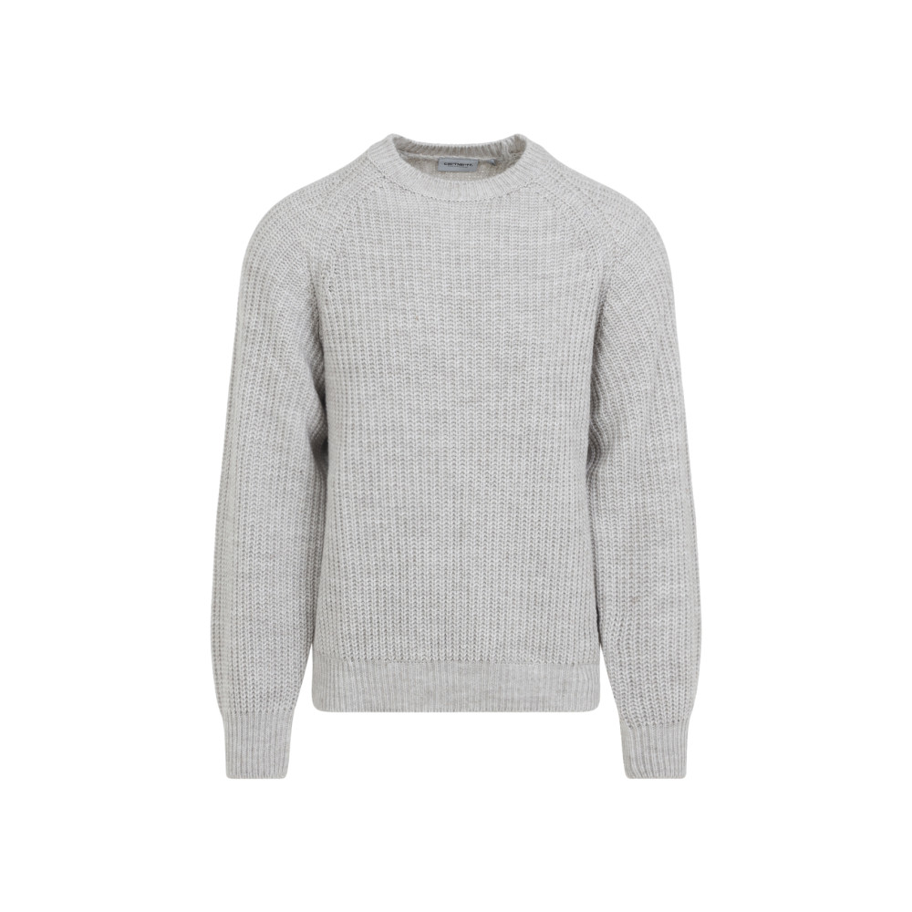 Carhartt Crew Neck Knit Sweater With Ribbed Cuffs In Gray