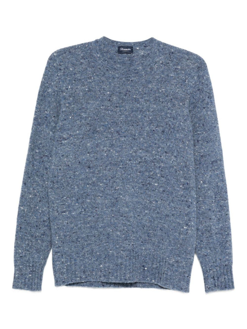 Drumohr Speckled Round-neck Sweater In Blue