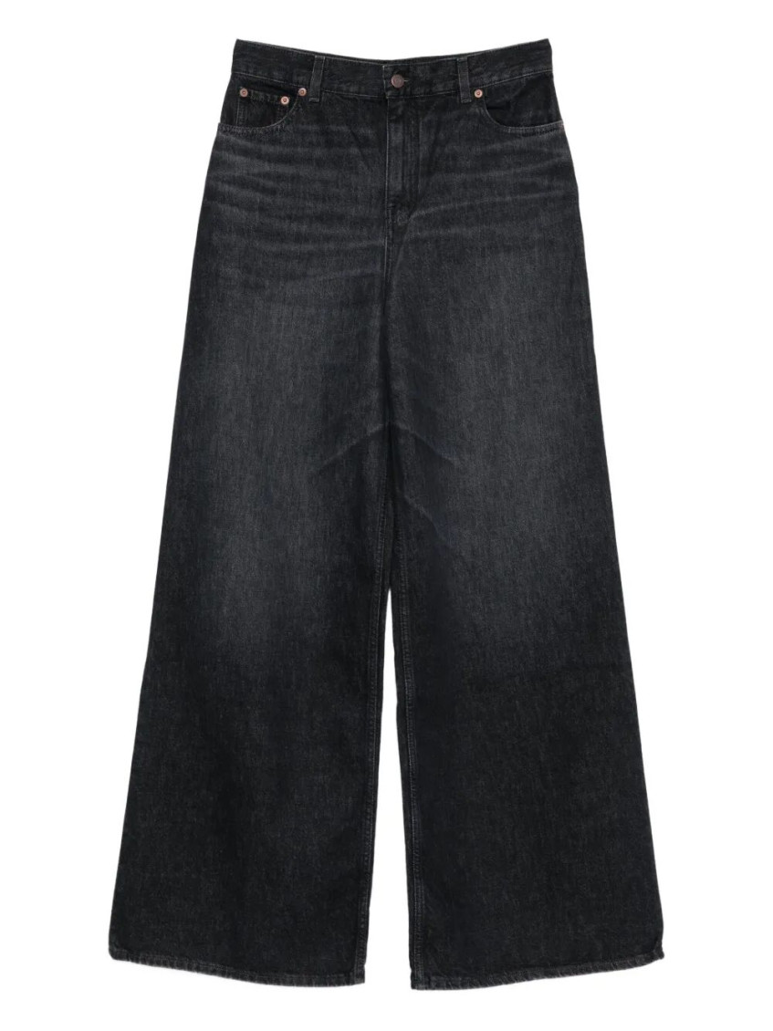 Chloé Wide-leg Denim Trousers With Belt Loops In Black