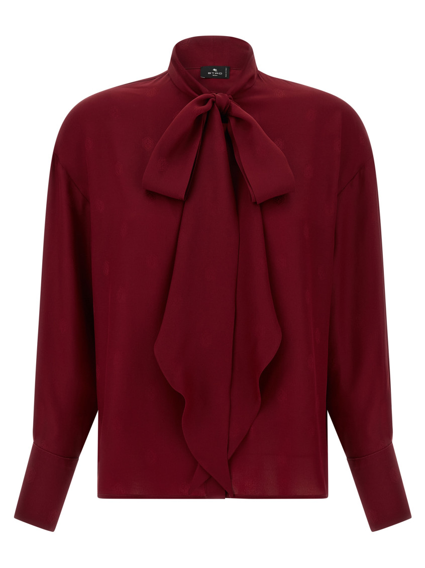 Etro Jacquard Silk Blouse Shirt And Blouse Bordeaux In Burgundy