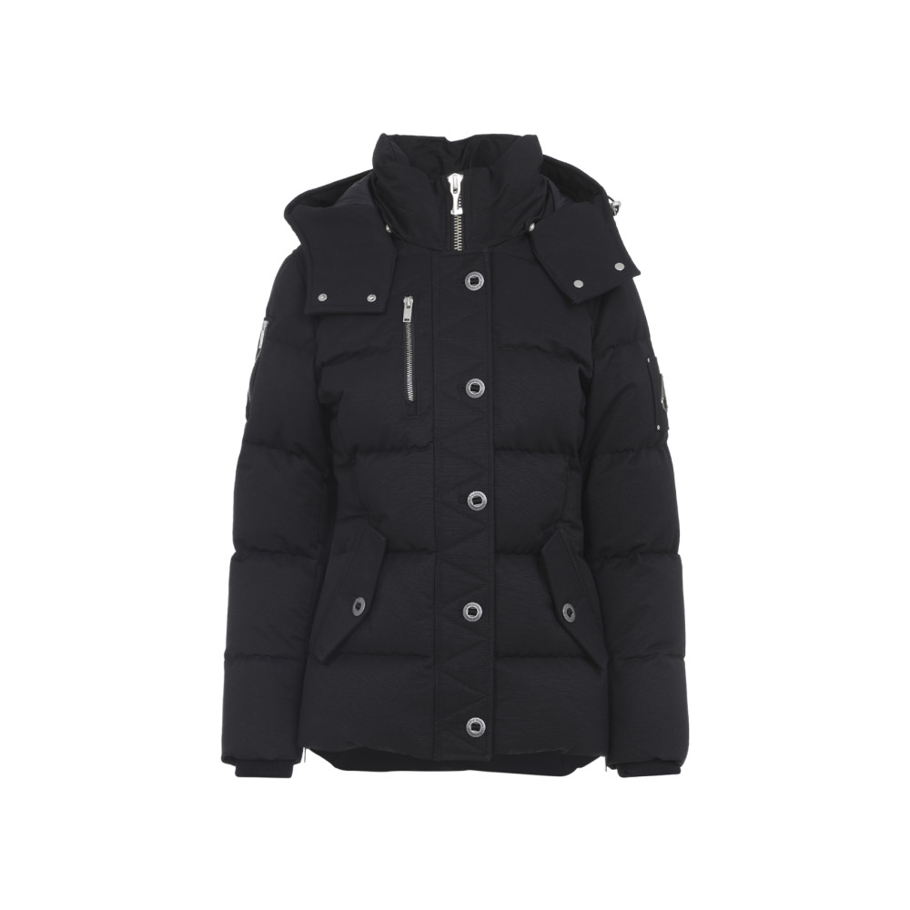 Moose Knuckles Hooded Quilted Jacket Side Pockets In Black