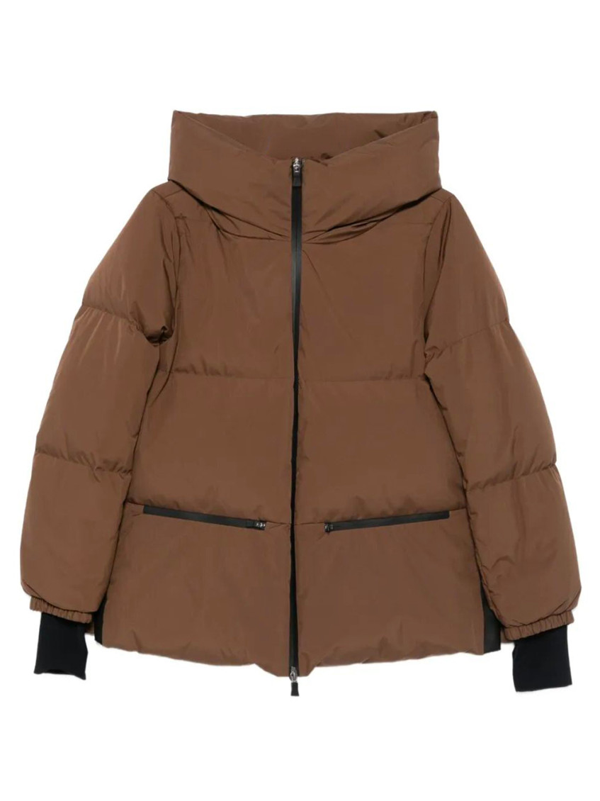 Herno 2layers Hooded Short Down Jacket Clothing In Brown